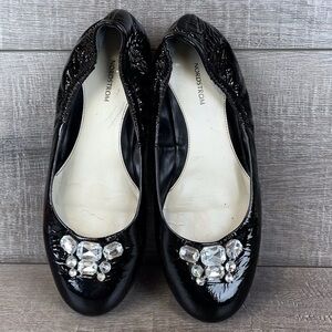 Nordstrom Y3.5 black patent leather crystal jeweled ballet flats